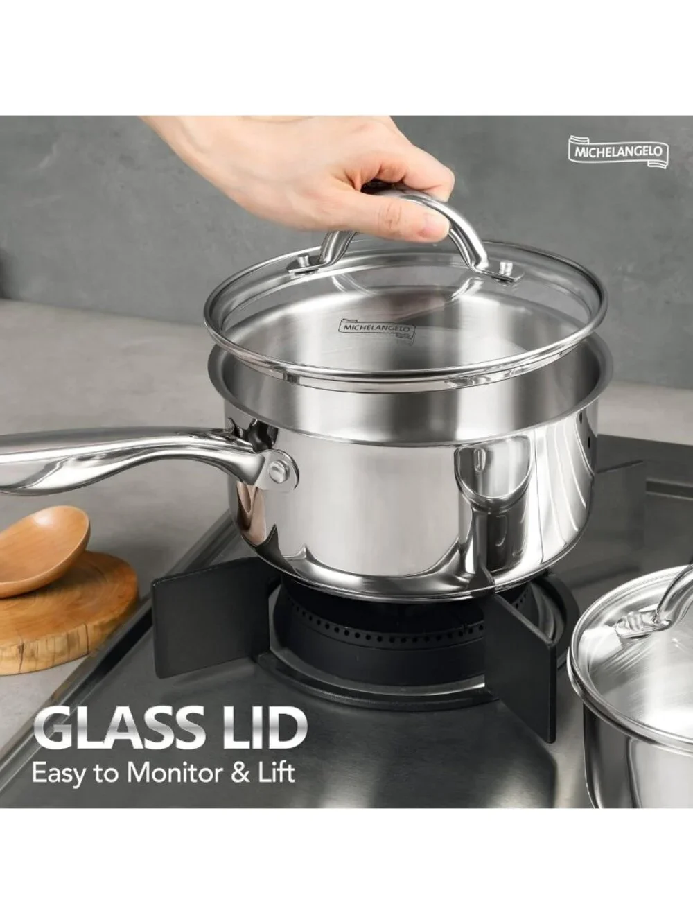 6-Piece Stainless Steel Cookware Set - 1QT, 2QT, 3QT Pots for Kitchen Cooking